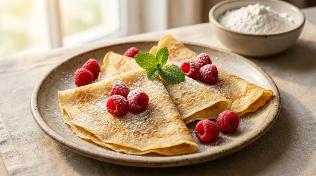 Naleśniki fit bezglutenowe z mąki ryżowej z malinami — naleśniki bez glutenu lekkie i delikatne