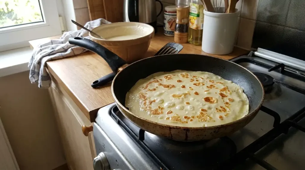 Smażenie naleśników do krokietów na patelni